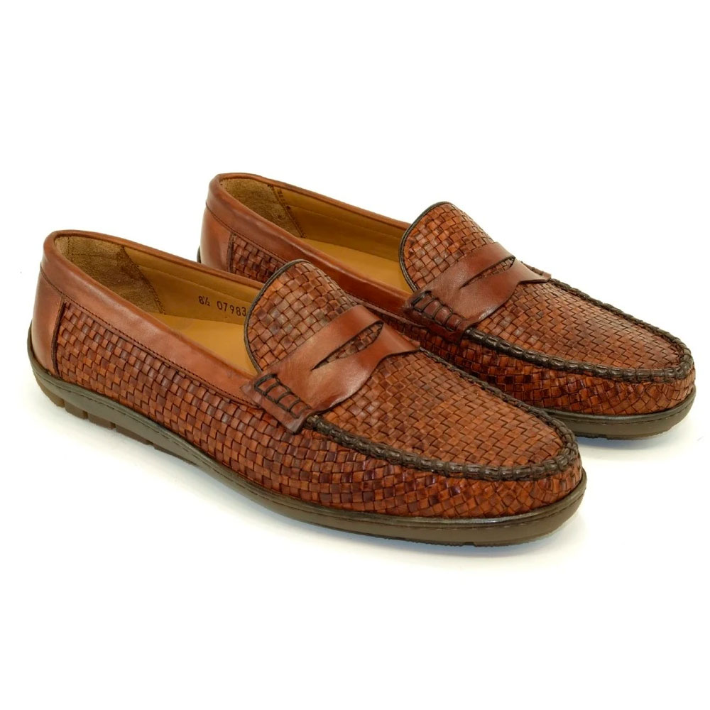 Alan Payne Tulsa Woven Loafers Cognac | MensDesignerShoe.com