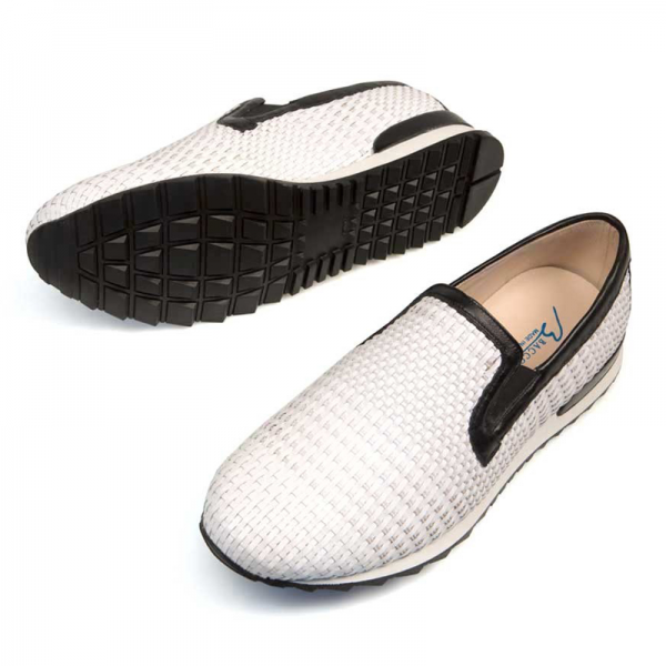 Bacco Bucci Lama Calfskin Sneakers White | MensDesignerShoe.com