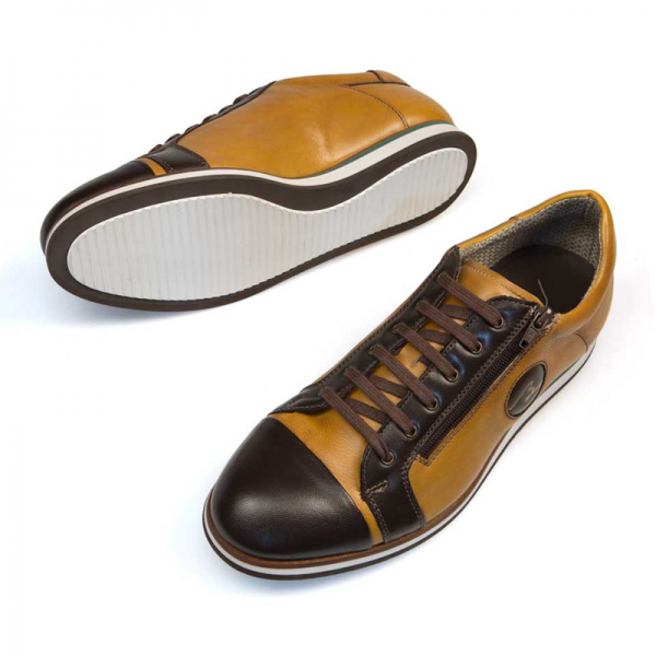 Bacco Bucci Ribery Sneakers Dark Brown Camel | MensDesignerShoe.com