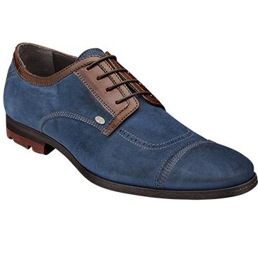 Bacco Bucci Valle Suede Cap Toe Shoes Blue / Brown | MensDesignerShoe.com