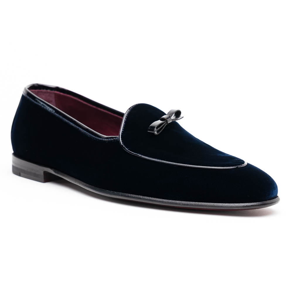 Borgioli by Zelli Arco Velvet Tuxedo Shoes Navy | MensDesignerShoe.com