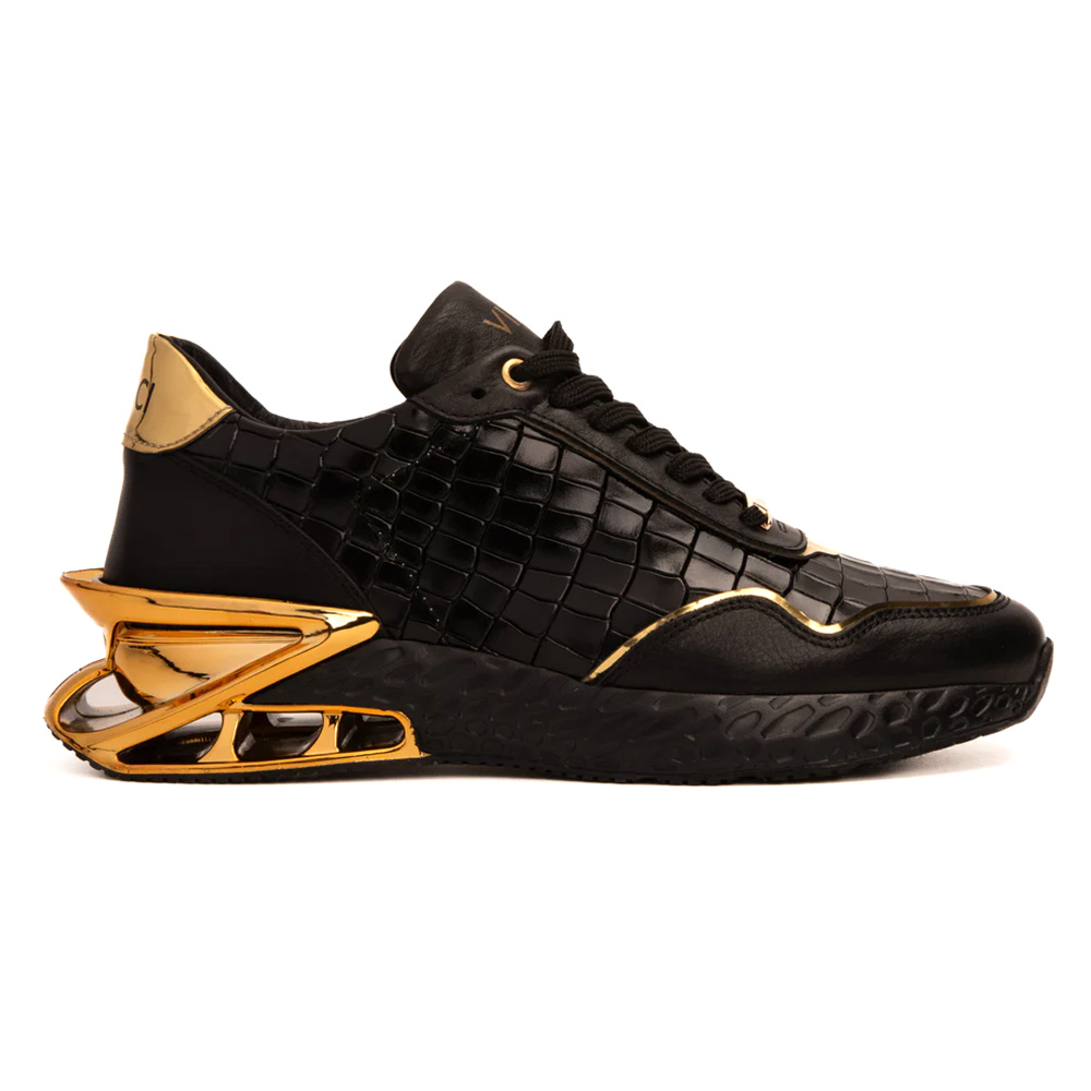 Vinci Leather Bellagio Leather Sneaker Black / Gold Image