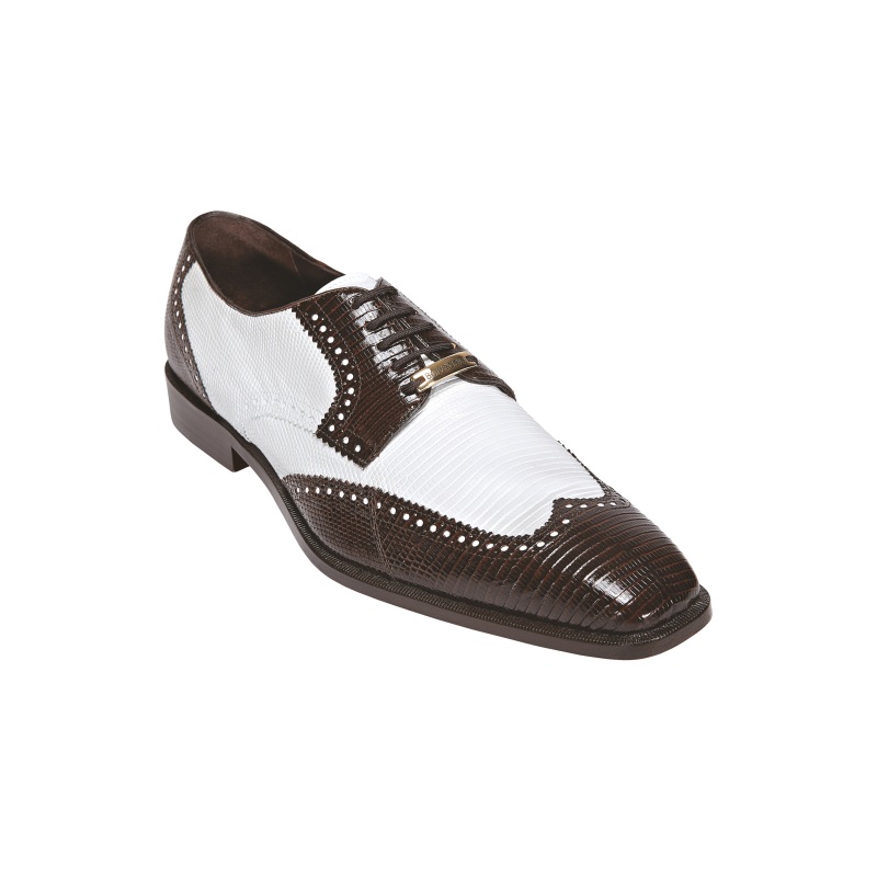 Belvedere Antonio Lizard Wingtip Spectactor Shoes Brown/White ...