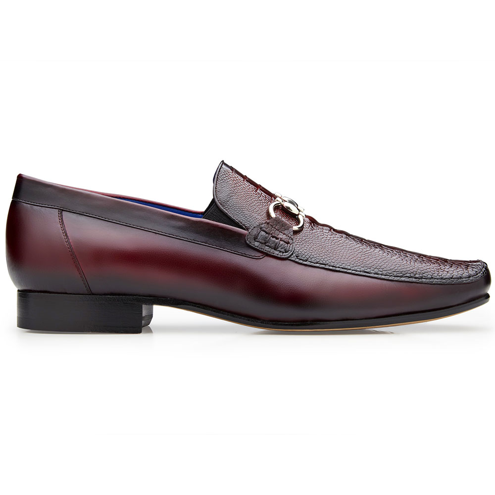 Belvedere Bruno Ostrich & Italian Calfskin Shoes Dark Burgundy Image