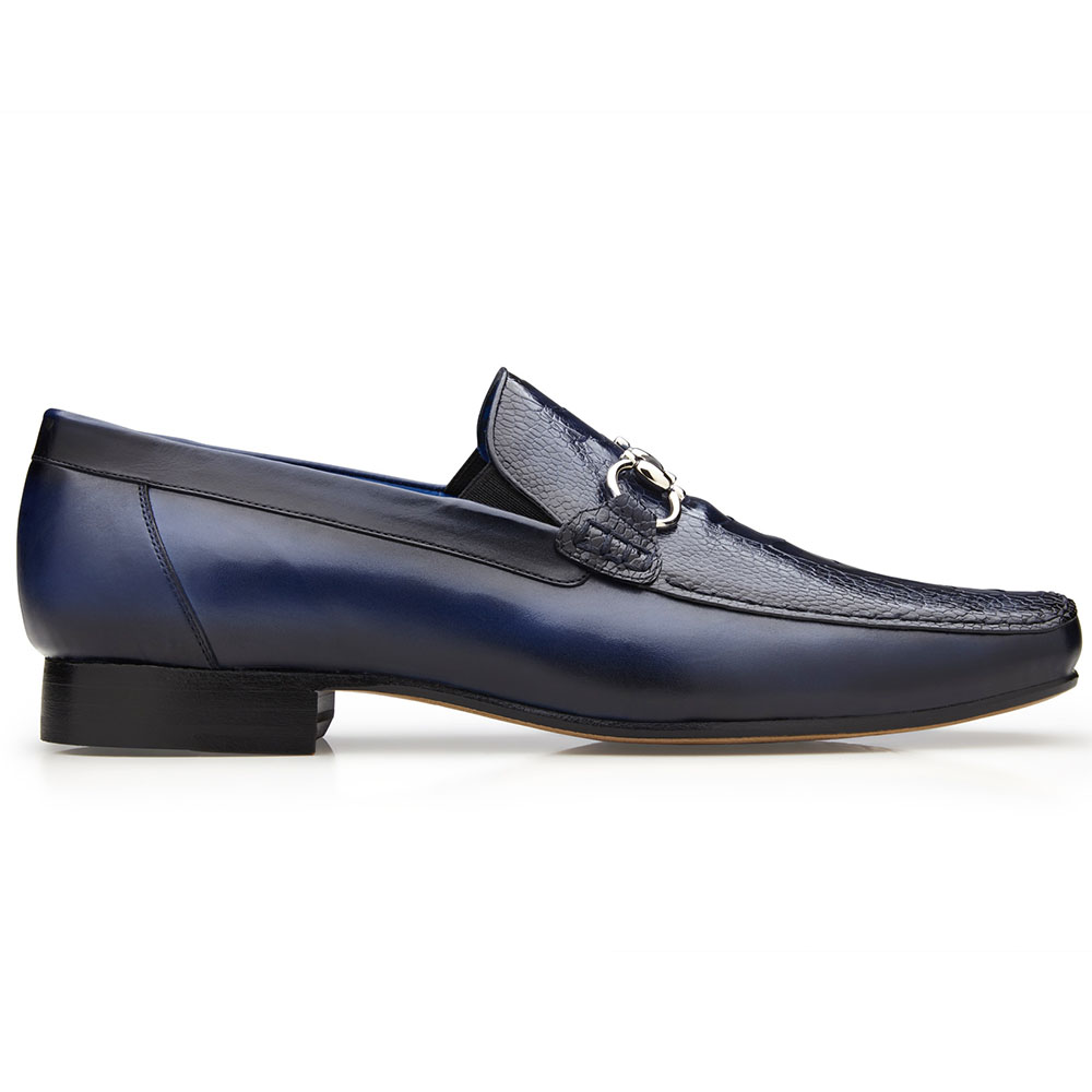 Belvedere Bruno Ostrich & Italian Calfskin Shoes Navy Image