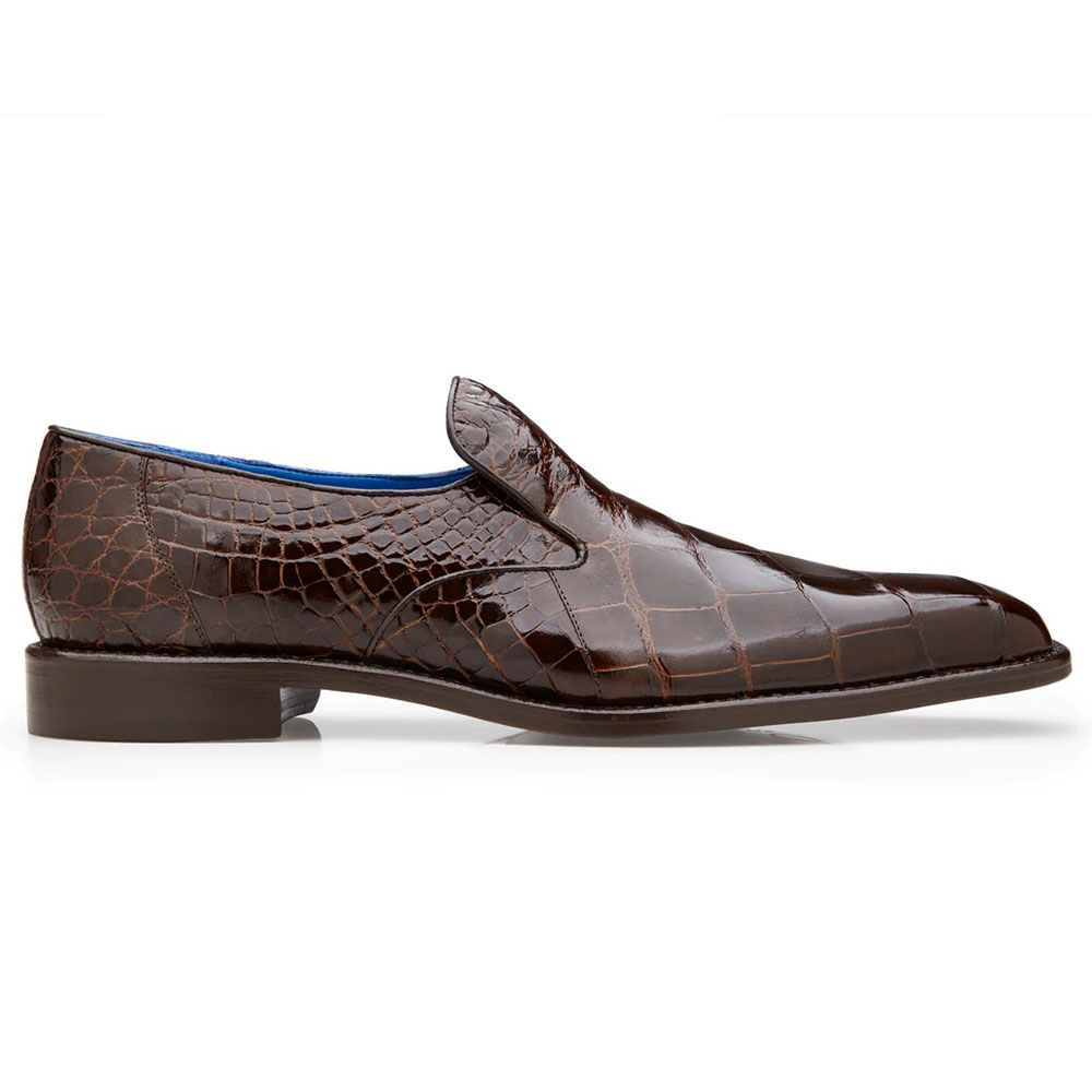 Belvedere Genova Genuine Alligator Shoes Chocolate Brown Image