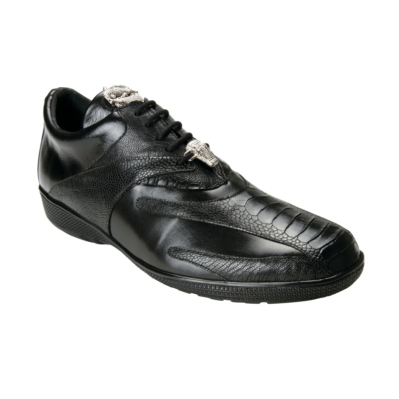 Belvedere Bene Ostrich & Calfskin Sneakers Black Image