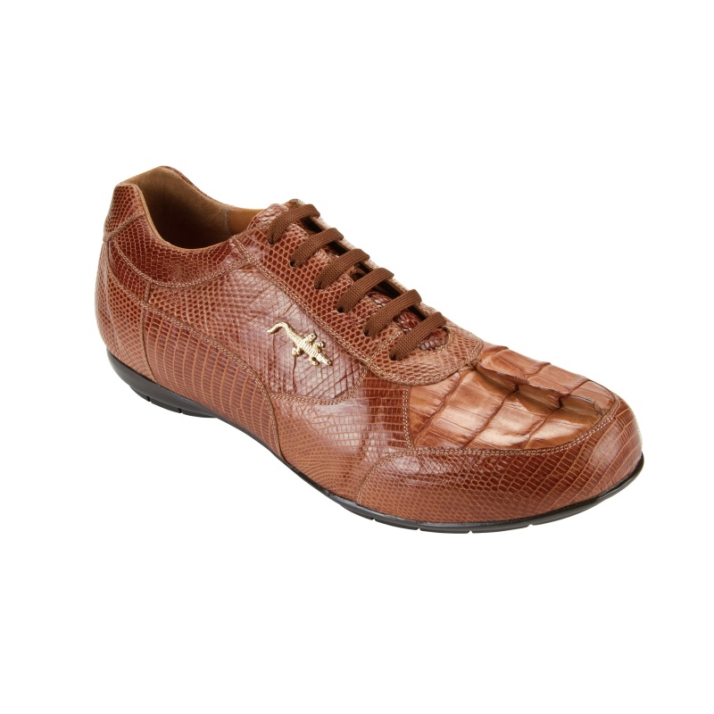 Belvedere Cresta Hornback & Lizard Sneakers Cognac | MensDesignerShoe.com