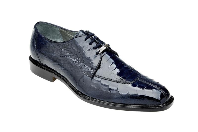 Belvedere Siena Ostrich Lace Up Shoes Navy | MensDesignerShoe.com