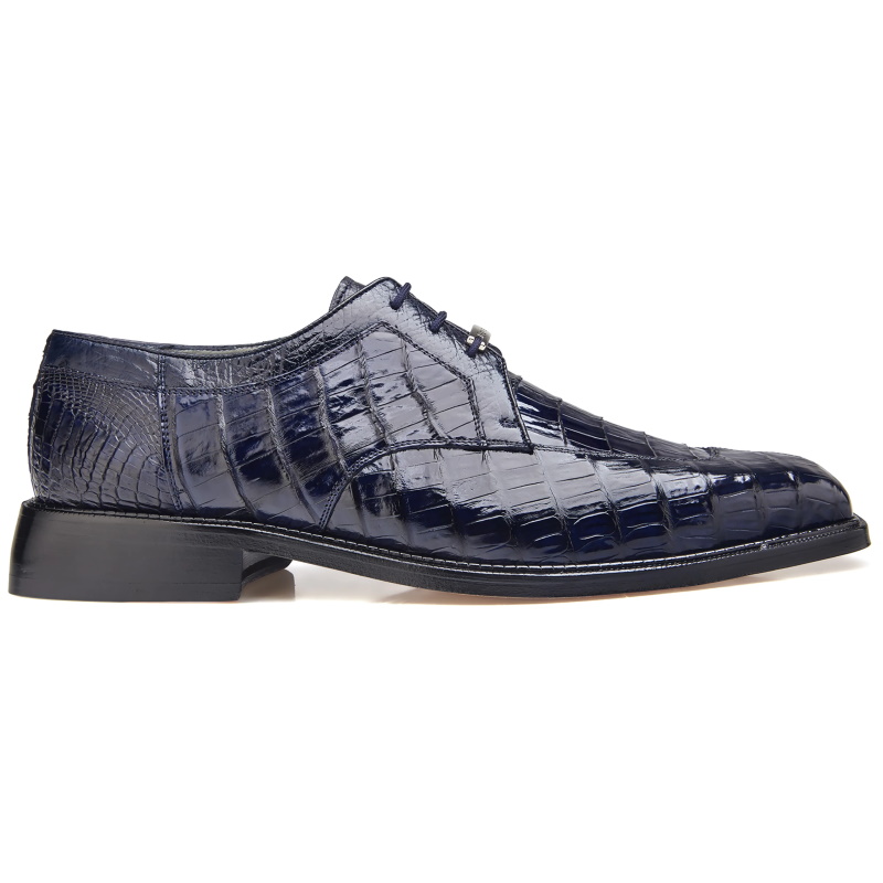 Belvedere Susa Crocodile/Ostrich Shoes Navy | MensDesignerShoe.com