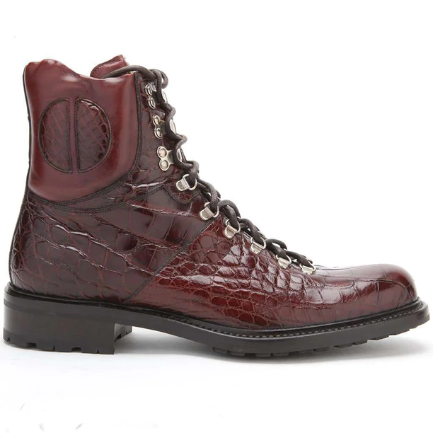 Caporicci 570 Genuine Alligator Lace Up Boots Cognac Image