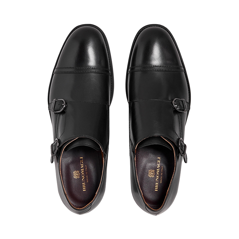 Bruno Magli Barone Monk Strap Shoes Black | MensDesignerShoe.com