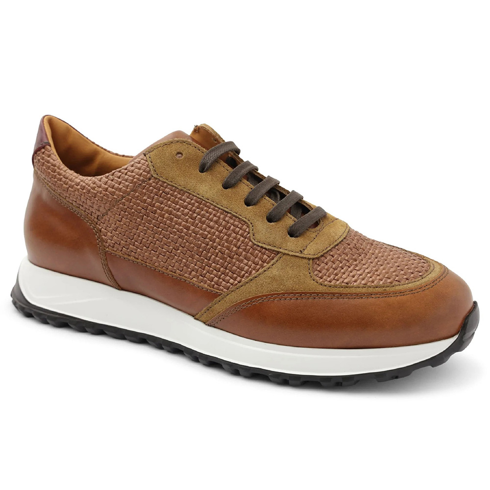 Bruno Magli Holden Leather Lace-up Sneakers Cognac Image