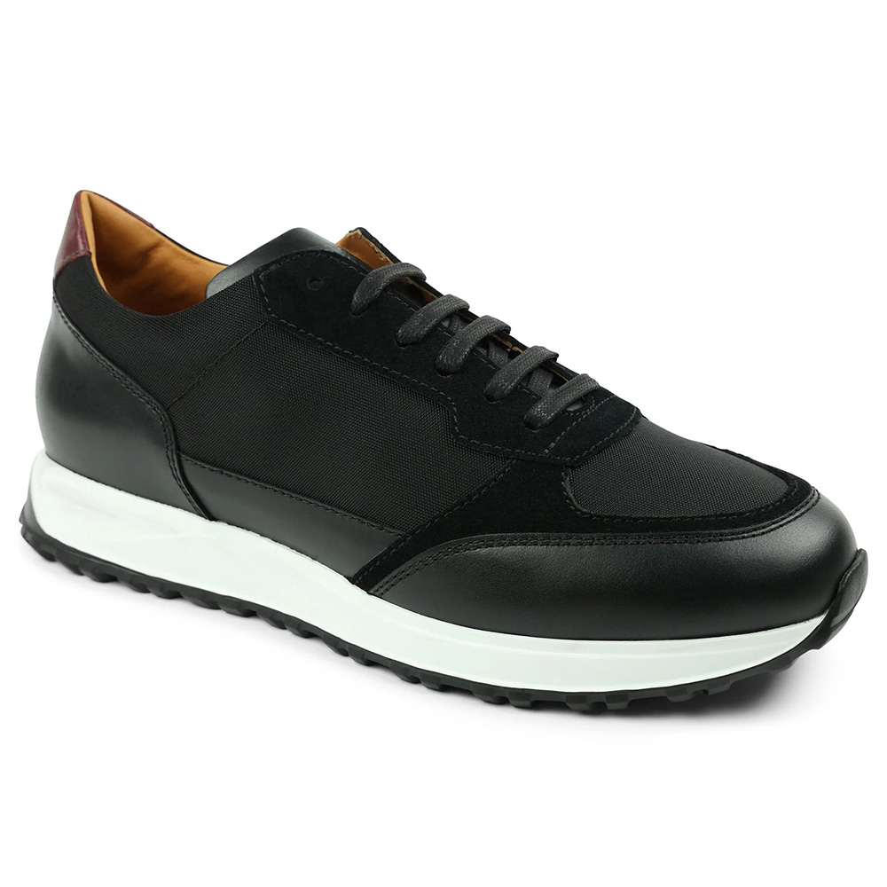 Bruno Magli Holden Leather / Nylon Lace-up Sneakers Black Image