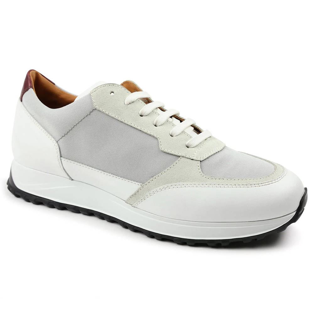 Bruno Magli Holden Leather / Nylon Lace-up Sneakers White / Light Grey Image
