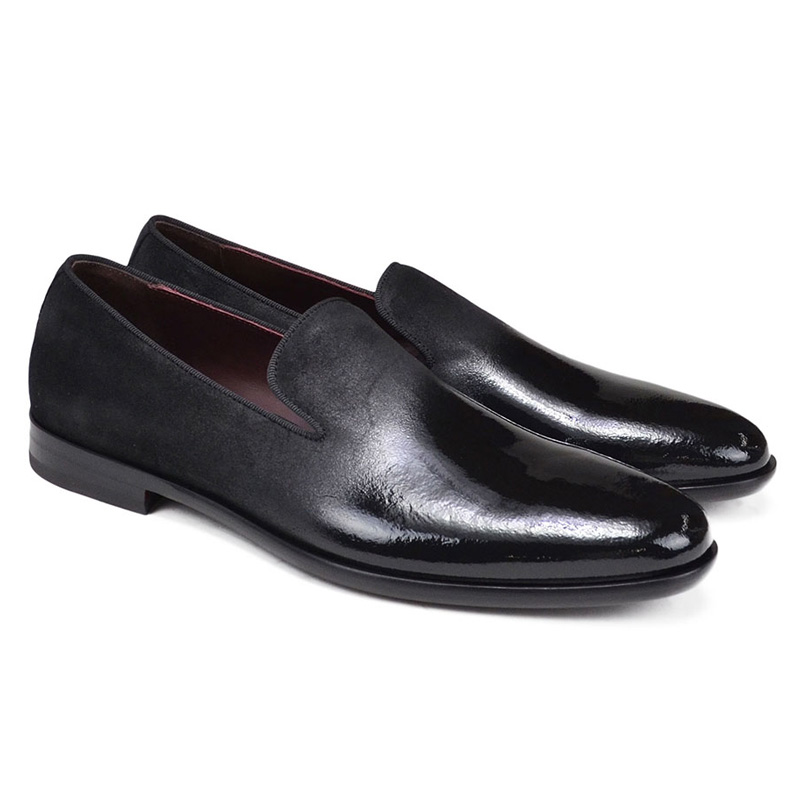 Bruno Magli Picasso Suede Patent Shoes Black | MensDesignerShoe.com