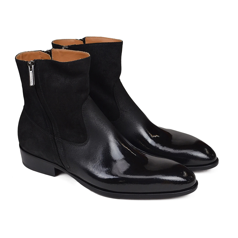 Bruno Magli Risoli Round Pointed Toe Boot Black | MensDesignerShoe.com