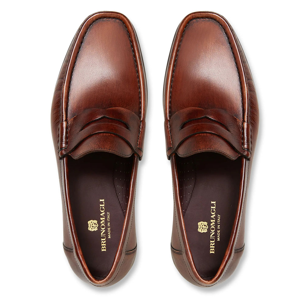 Bruno Magli Tonio Leather Slip-on Loafers Rust | MensDesignerShoe.com