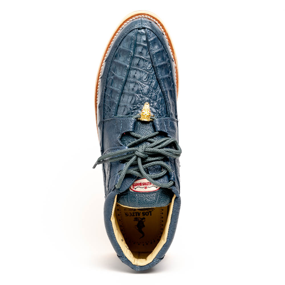 Los Altos Genuine COGNAC CROCODILE TAIL Casual Shoes Lace Up Handmade Sneaker EE