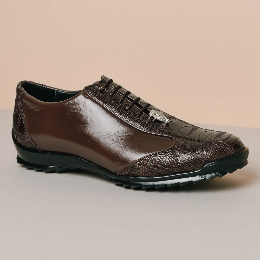 Los Altos Ostrich Sneakers Brown | MensDesignerShoe.com