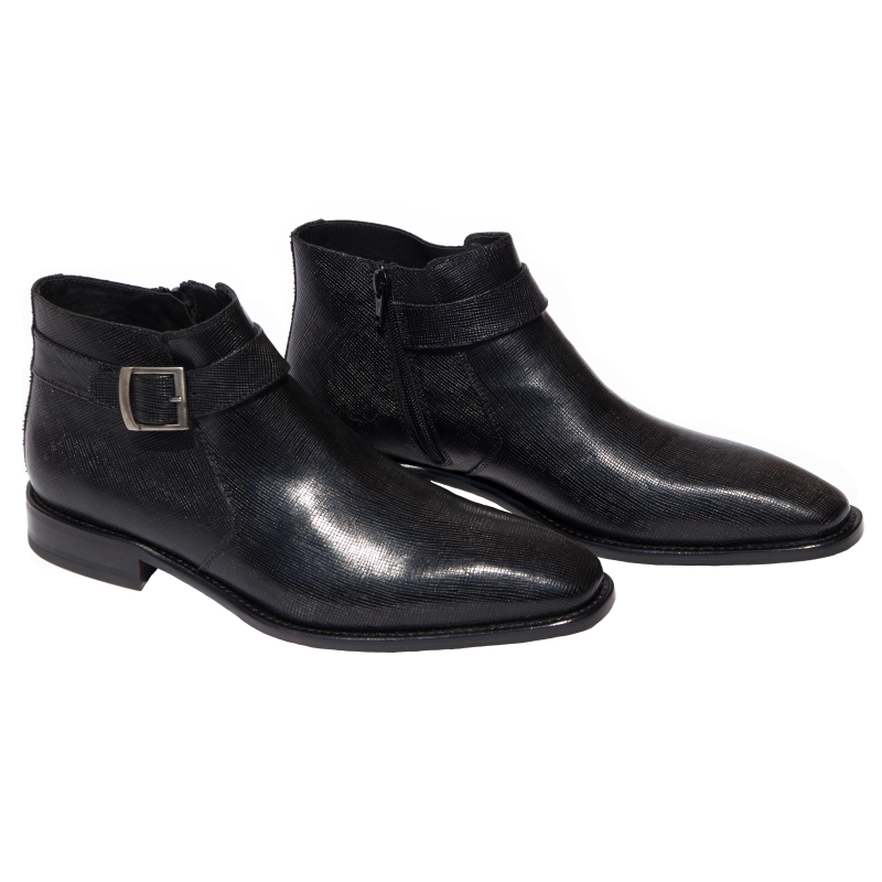 Calzoleria Toscana 1221 Saffiano Leather Boots Black | MensDesignerShoe.com