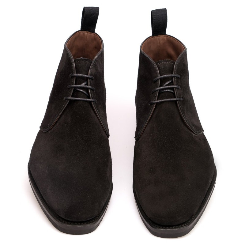 Carmina Chukka Boots 10027 Rain Black Suede | MensDesignerShoe.com