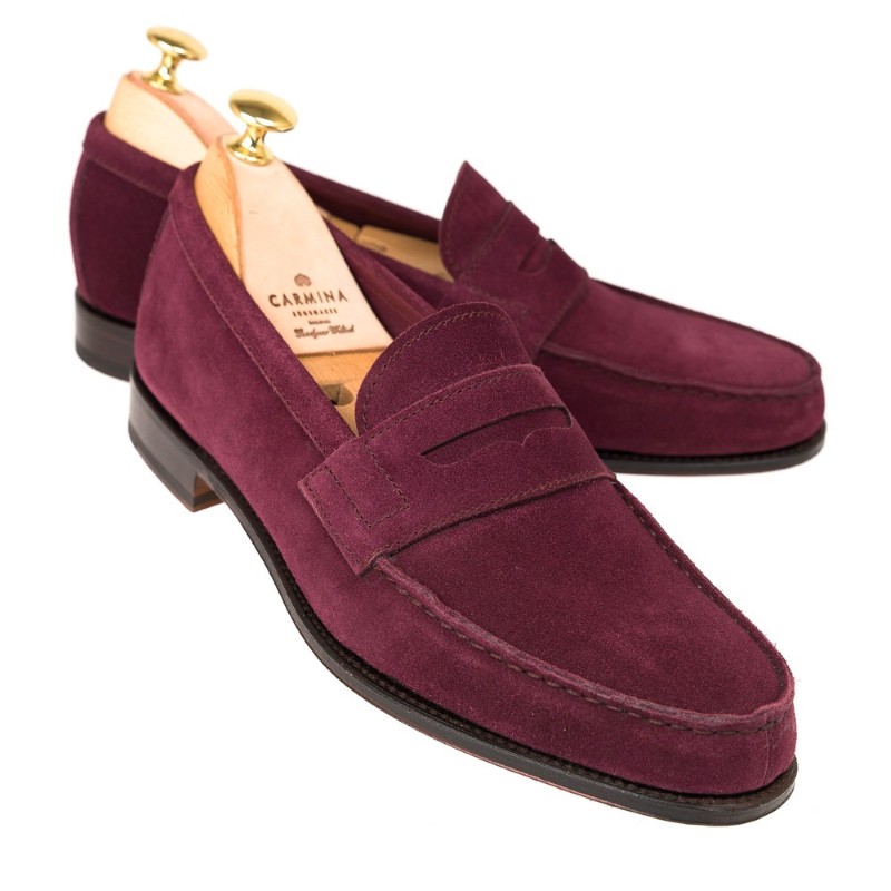 burgundy suede loafers