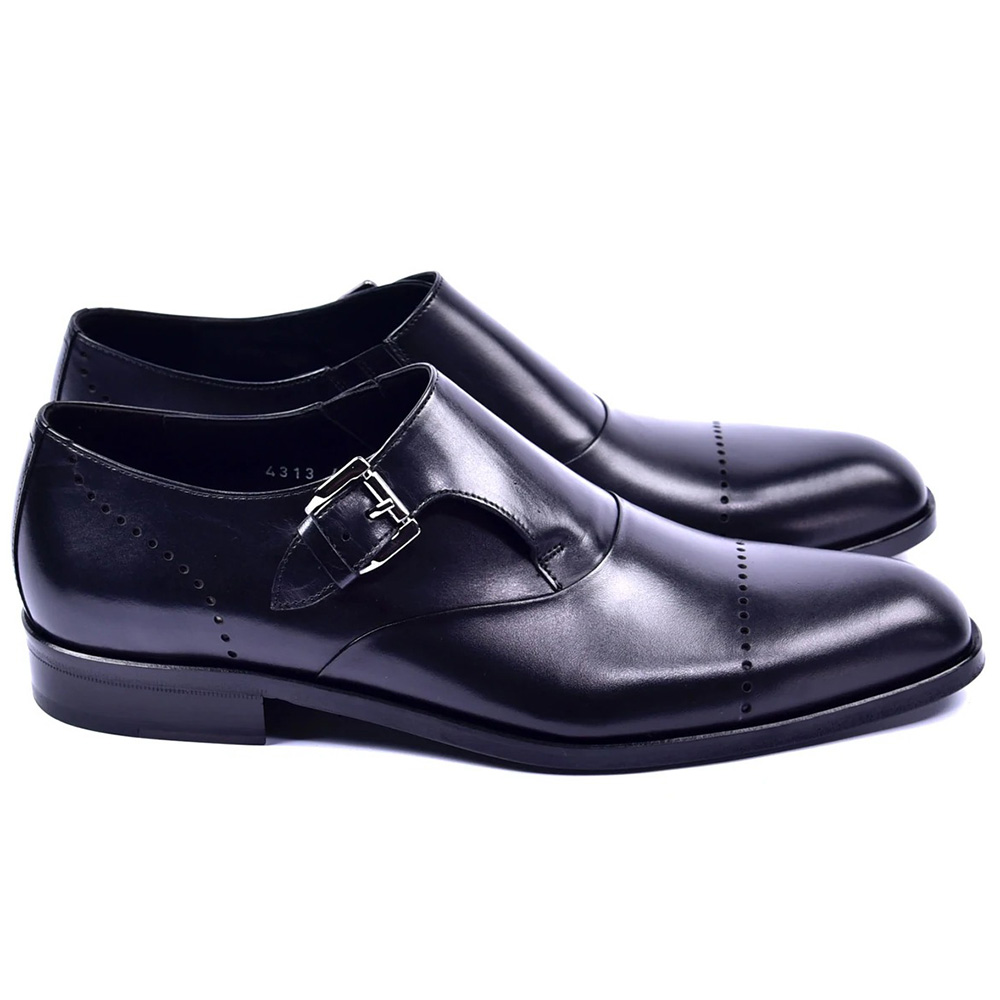 Corrente C001401-4313 Cap Toe Monkstrap Shoes Black Image