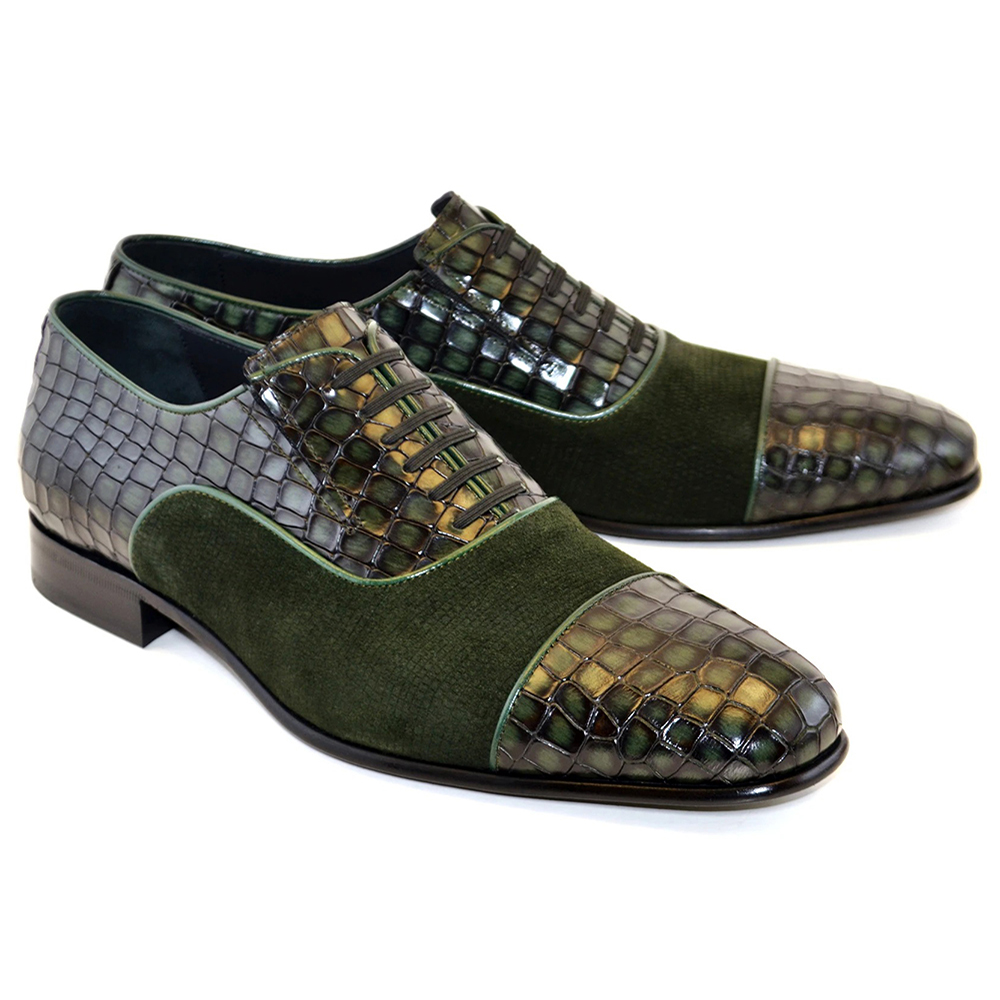 Corrente C013-5796 Cap Toe Fake Lace Shoes Green Image