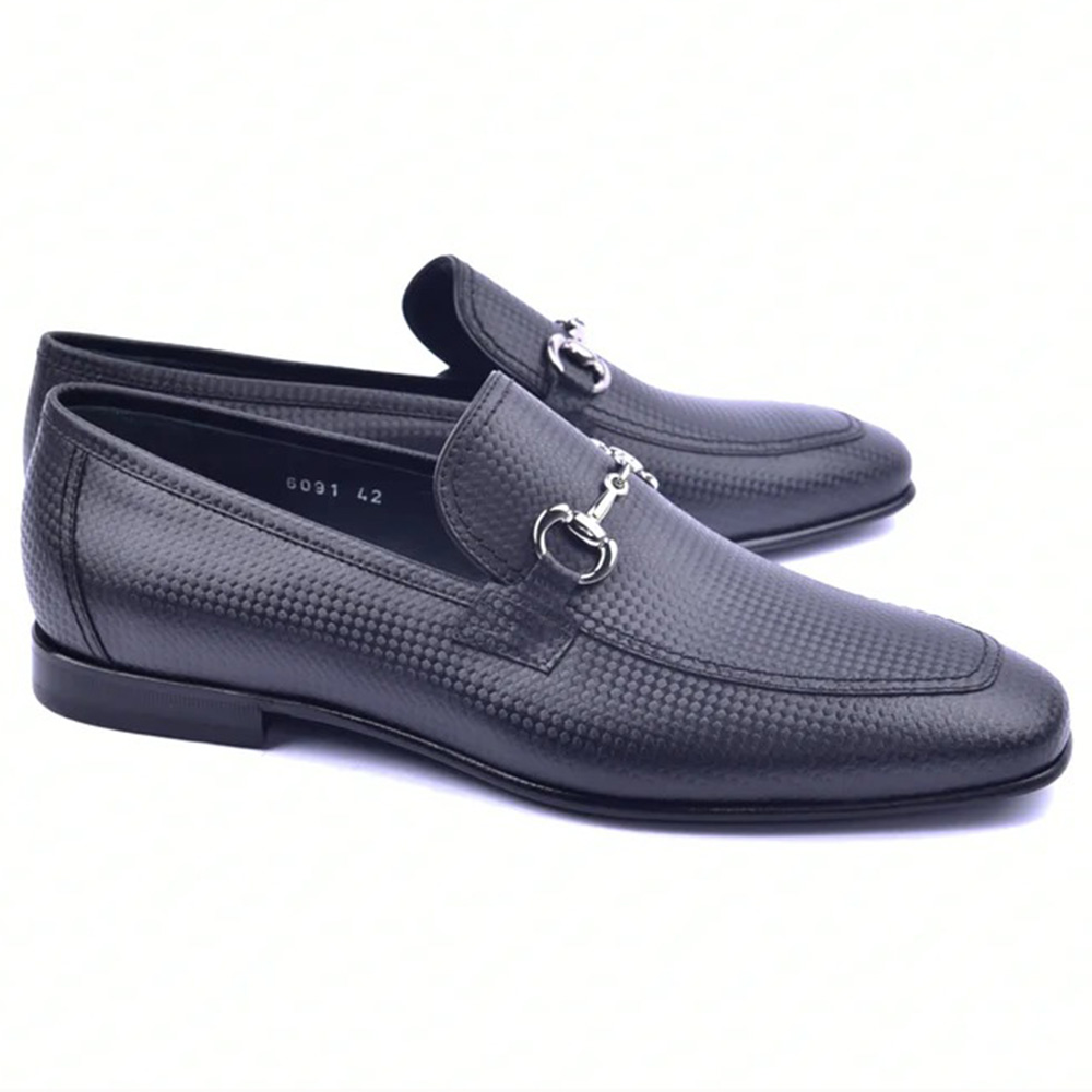 Corrente C02020-6091-2 Loro Design Leather Loafers Black Image