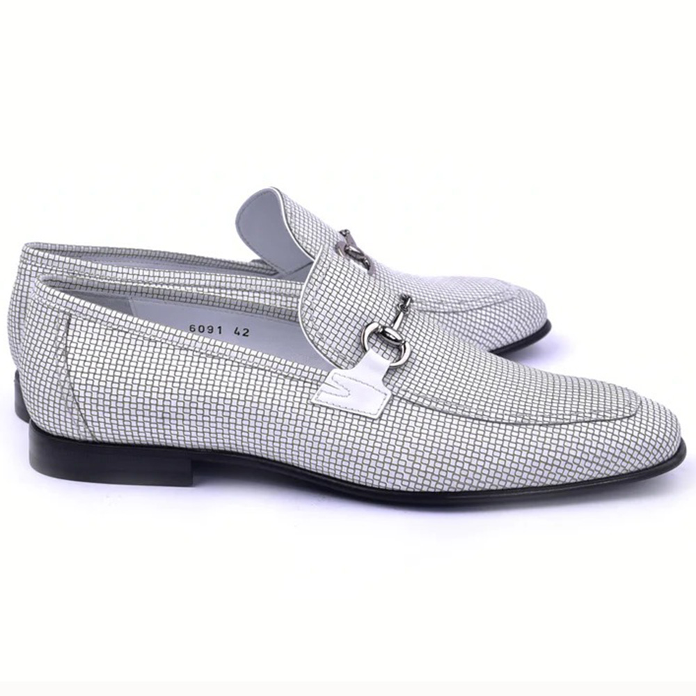Corrente C02021-6091-2 Loro Design Leather Loafers White Image