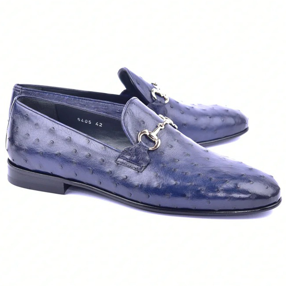 Corrente C02202-5405 Genuine Ostrich Loafers Navy Image