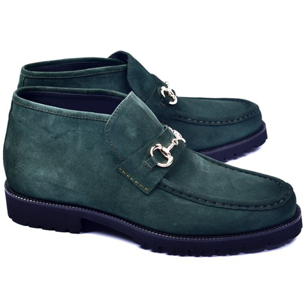 Corrente C03201-5786S Suede Bit Buckle Ankle Boots Green Image