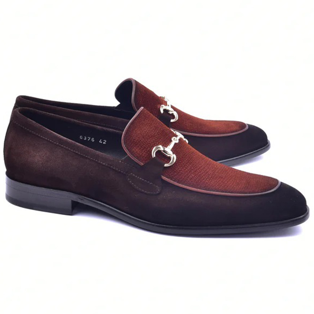 Corrente C11106-6376S Two Tone Suede Bit Loafers Brown Image