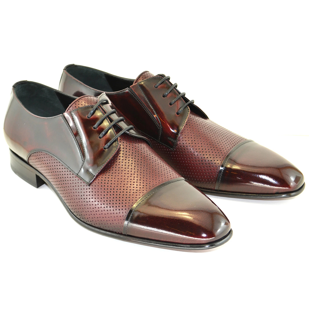 Corrente C151-4745HS Perforated Cap Toe Lace Up Shoes Burgundy Image