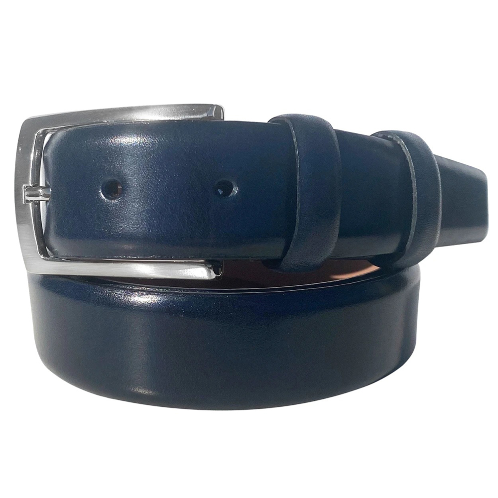 Corrente Plain Leather Belt Navy Size 42 Image