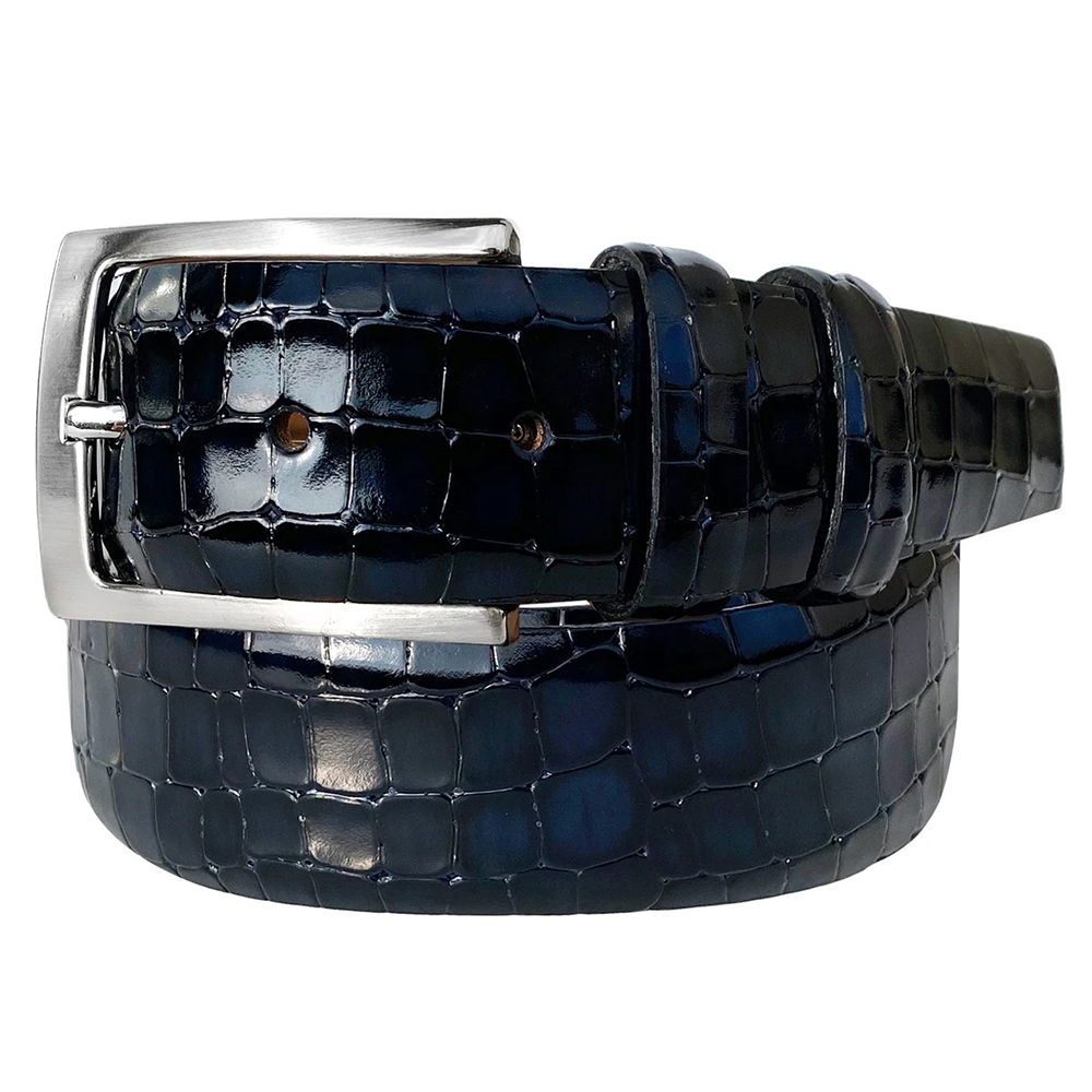 Corrente CBelt-3470 Croco Italian Leather Belt Navy Image