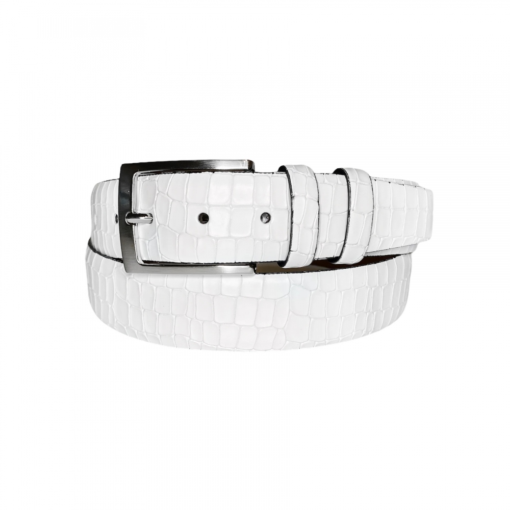 Corrente CBelt-3470 Croco Leather Belt White Image