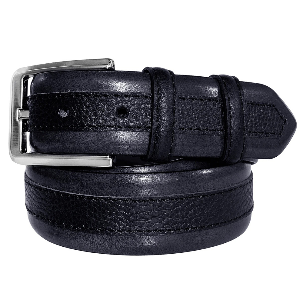 Corrente CBelt-4002 Contrast Leather Belt Navy Image