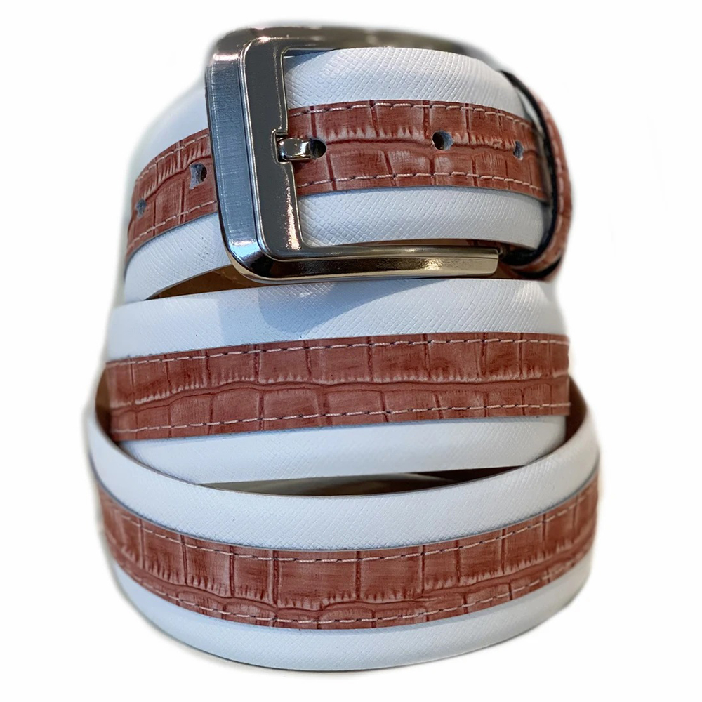 Corrente CBelt-4005HS Contrast Leather Belt White Rust Image