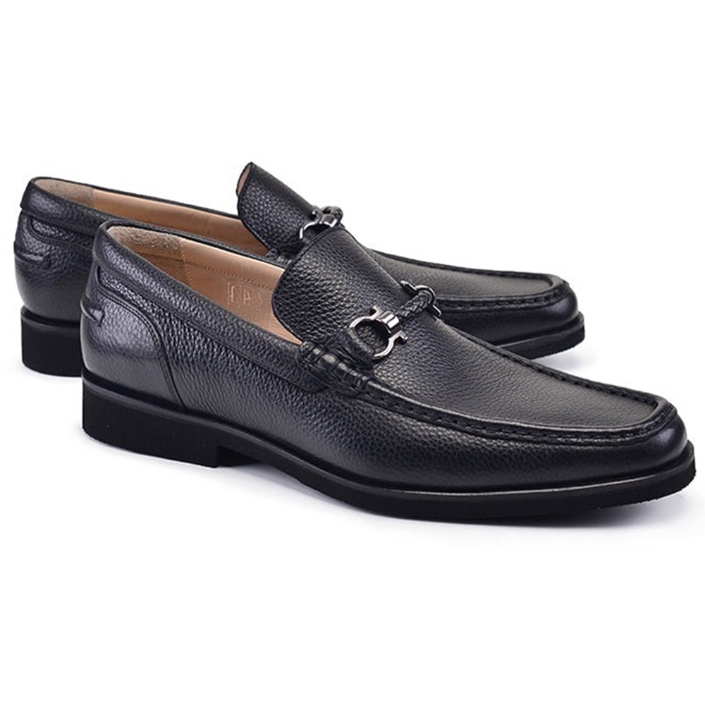 Corrente P000518-9496 Dress Casual Loafers Black Image