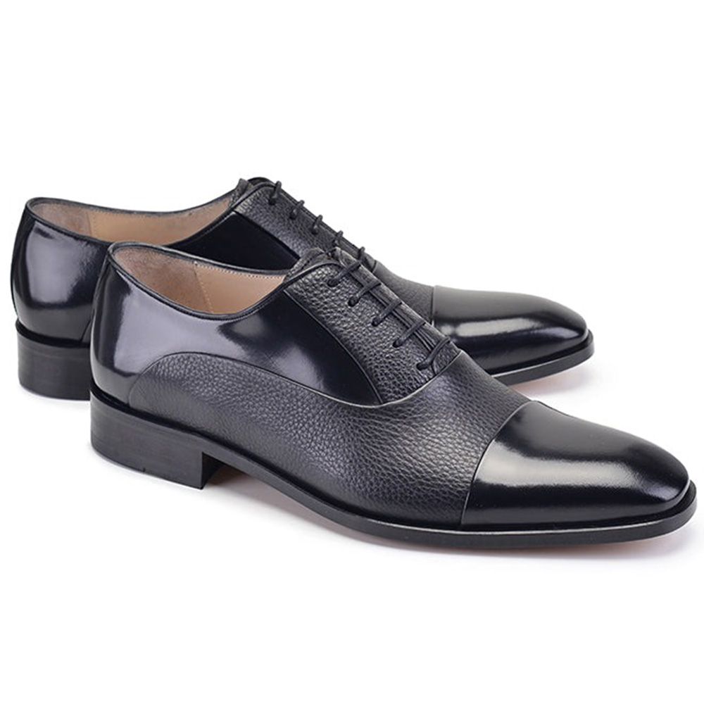 Corrente P00053-270 Deerskin Cap-Toe Shoes Black Image