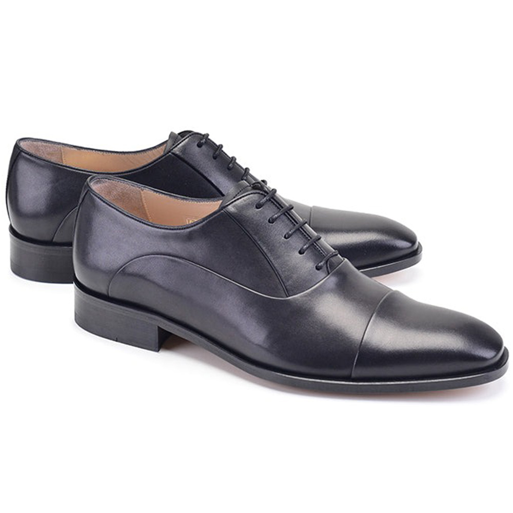 Corrente P00056-270 Calfskin Cap-Toe Shoes Black Image
