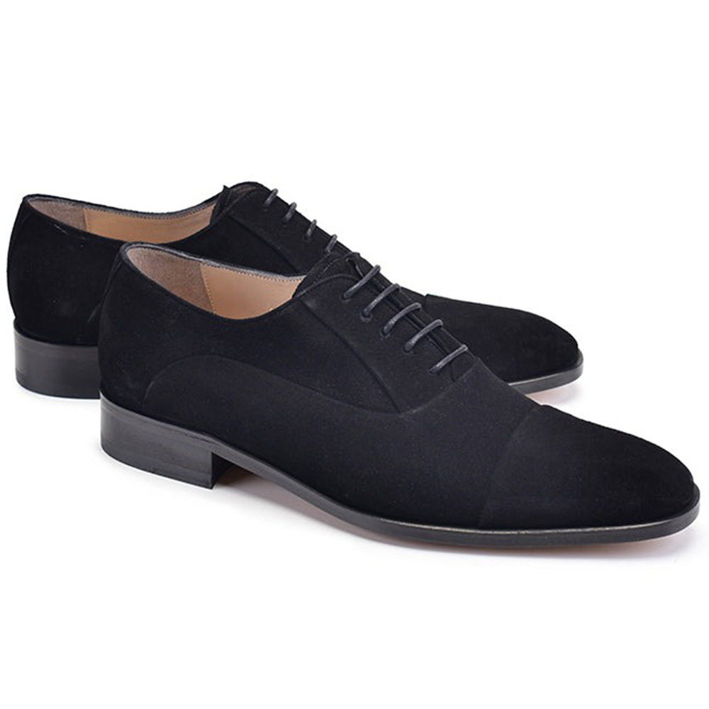 Corrente P00058-270 Suede Cap-Toe Shoes Black Image
