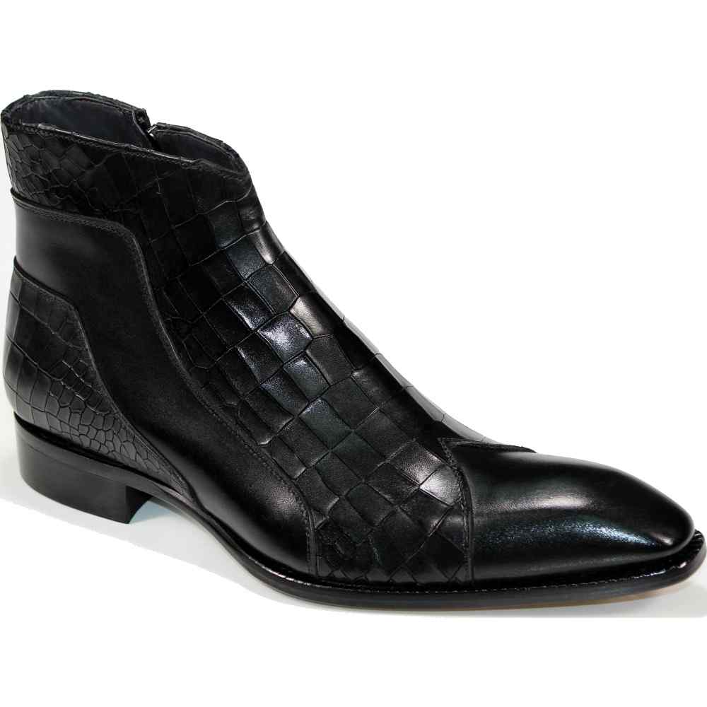 Duca by Matiste Aprilia Genuine Leather/ Embossed Croco Boots Black Image