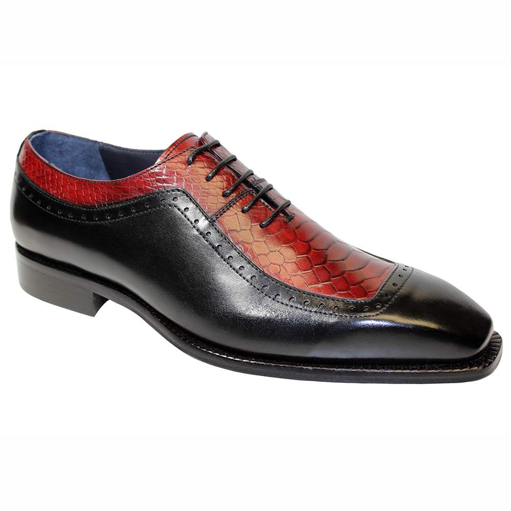 Duca by Matiste Tivoli Leather & Ana Print Shoes Black / Red Image