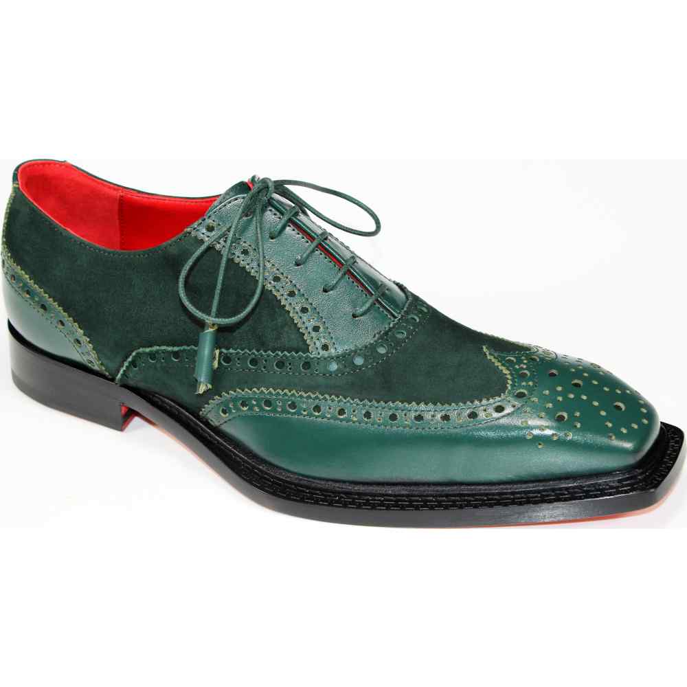Emilio Franco Antonio Genuine Leather/ Suede Shoes Green Image