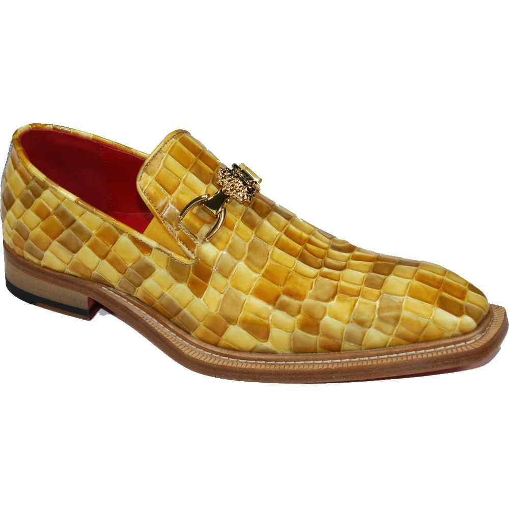 Emilio Franco Narciso Patent Croco Print Loafers Yellow Combo Image