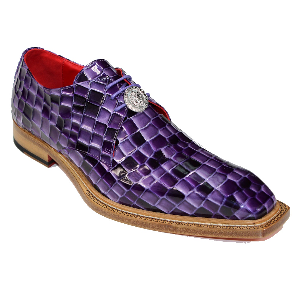 Emilio Franco Santo Patent Croco Print Shoes Purple Combo Image