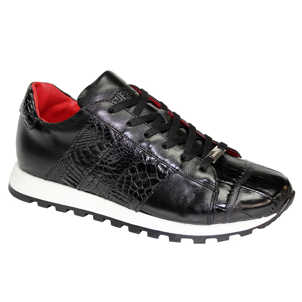 Fennix Toby Alligator & Calfskin Sneakers Black Image
